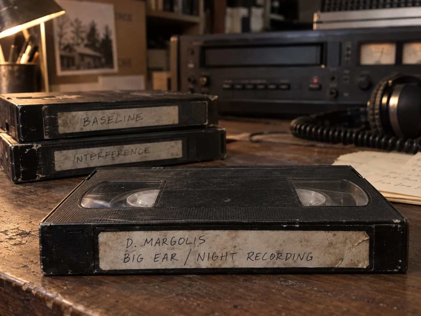 David Margolis’s labeled research tapes in the video-store basement.