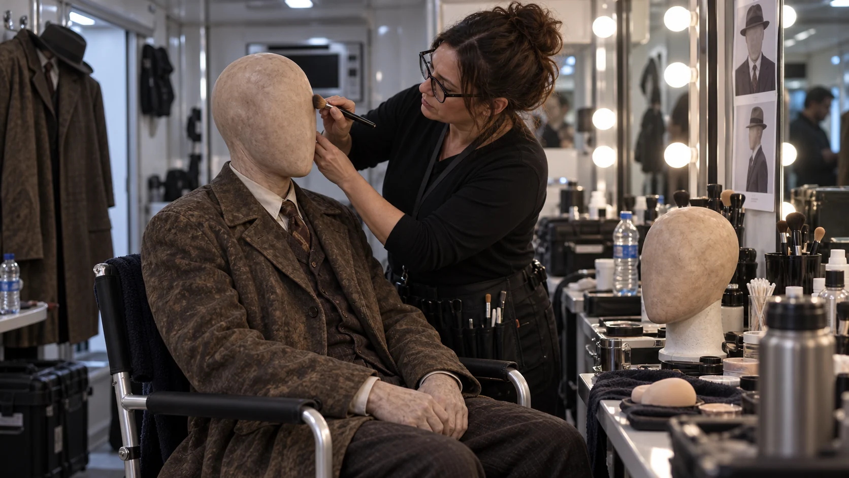 A touch-up to a Hollow Man’s featureless prosthetic.