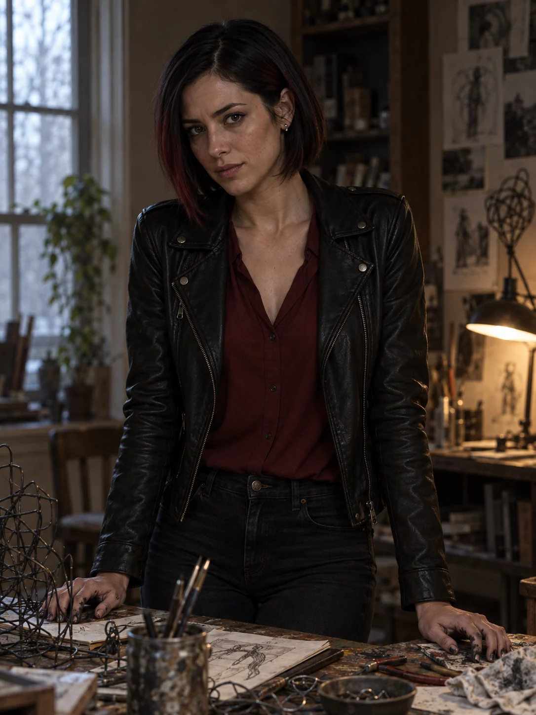 Sasha Black in her art workspace.